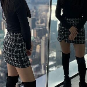 Twill Skort with Pearl Buttons